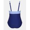 imageCUPSHE Plus Size Womens One Piece Swimsuit V Neck Swimwear Adjustable Straps Color Block Bathing SuitNavy BlueLight Blue