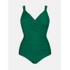 imageCUPSHE Womens One Piece Swimsuit Plus Size Tummy Control V Neck Bathing Suit Curvy Cutout SlimmingForest Green