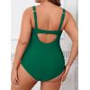 imageCUPSHE Womens One Piece Swimsuit Plus Size Tummy Control V Neck Bathing Suit Curvy Cutout SlimmingForest Green