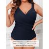 imageCUPSHE Womens One Piece Swimsuit Plus Size Tummy Control V Neck Bathing Suit Curvy Cutout SlimmingMidnight Blue
