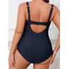 imageCUPSHE Womens One Piece Swimsuit Plus Size Tummy Control V Neck Bathing Suit Curvy Cutout SlimmingMidnight Blue
