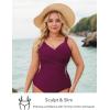 imageCUPSHE Womens One Piece Swimsuit Plus Size Tummy Control V Neck Bathing Suit Curvy Cutout SlimmingWine Red