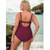 imageCUPSHE Womens One Piece Swimsuit Plus Size Tummy Control V Neck Bathing Suit Curvy Cutout SlimmingWine Red