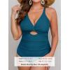 imageCUPSHE Womens One Piece Swimsuit Plus Size V Neck Bathing Suit Front Wrap Crisscross Back Tie Ruched Cutout SwimwearDeep Teal