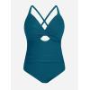 imageCUPSHE Womens One Piece Swimsuit Plus Size V Neck Bathing Suit Front Wrap Crisscross Back Tie Ruched Cutout SwimwearDeep Teal