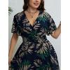 imageCUPSHE Womens Plus Size Dress 2024 Summer Midi Dresses Short Sleeve Elastic Waist Bohemian SundressNavy Tropical