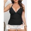 imageCUPSHE Womens Plus Size Tankini Sets Halter Strappy Deep V Neck Two Piece Swimsuits Shell Stitched RuchingBlack