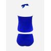 imageCUPSHE Womens Plus Size Tankini Sets Halter Strappy Deep V Neck Two Piece Swimsuits Shell Stitched RuchingRoyal Blue