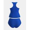 imageCUPSHE Womens Plus Size Tankini Sets V Neck Front Zipper Racerback Two Piece Swimsuits Mid RiseRoyal Blue