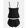 imageCUPSHE Womens Plus Size Tankini Sets V Neck Ruched Two Piece Swimsuits Adjustable Straps Mid RiseBlack
