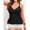 imageCUPSHE Womens Plus Size Tankini Sets V Neck Ruched Two Piece Swimsuits Adjustable Straps Mid RiseBlack