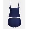 imageCUPSHE Womens Plus Size Tankini Sets V Neck Ruched Two Piece Swimsuits Adjustable Straps Mid RiseNavy Blue