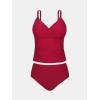 imageCUPSHE Womens Plus Size Tankini Sets V Neck Ruched Two Piece Swimsuits Adjustable Straps Mid RisePurple Red