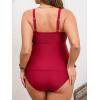 imageCUPSHE Womens Plus Size Tankini Sets V Neck Ruched Two Piece Swimsuits Adjustable Straps Mid RisePurple Red
