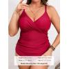 imageCUPSHE Womens Plus Size Tankini Sets V Neck Ruched Two Piece Swimsuits Adjustable Straps Mid RisePurple Red