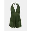 imageCUPSHE Womenss Plus Size One Piece Swim Dress Tummy Control Swimsuit V Neck Bathing Suit Halter Mesh Skirt TieOlive Green