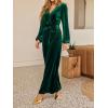 imageCUPSHE Womens Long Jumpsuits V Neck Long Sleeve Belted Overall Casual Velvet Wide Leg Pockets Maxi RompersGreen