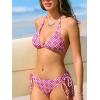 imageCUPSHE Womens Sexy Bikini Set Two Piece Swimsuit V Neck Halter Strap Bathing Suit Open Back Mid Rise Side Self TieDark PinkGeo