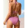 imageCUPSHE Womens Sexy Bikini Set Two Piece Swimsuit V Neck Halter Strap Bathing Suit Open Back Mid Rise Side Self TieDark PinkGeo