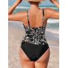 imageCUPSHE Womens Tankini Sets Large Bust Two Piece Swimsuit Surplice V Neck Adjustable Straps Swimwear Back StrappyBlackTropical