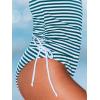 imageCUPSHE Womens Tankini Sets Two Piece Swimsuit Mid Rise Sweetheart Neck Adjustable Straps Side Drawstring TexturedGreen White Stripe