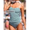 imageCUPSHE Womens Tankini Sets Two Piece Swimsuit Mid Rise Sweetheart Neck Adjustable Straps Side Drawstring TexturedGreen White Stripe