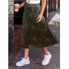 imageCUPSHE Skirts Women Leopard Print Elasticized Waist Midi Skirt Casual VacationGreen