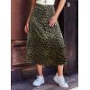 imageCUPSHE Skirts Women Leopard Print Elasticized Waist Midi Skirt Casual VacationGreen