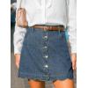 imageCUPSHE Womens Denim Mini Skirt Button Front ALine Jean High Waist Scalloped Hem Casual OutfitsSky Blue