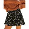 imageWomens Mini Skirts Boho Floral High Waist Ruffle Tiered Chiffon Flowy ALine Beach Casual Cute Short SkirtBlack