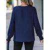 imageCUPSHE Fall Tops for Women Long Sleeve Shirts 2025 Dressy Pleated Tunics Puff Sleeve Blouses with Smocked CuffsNavy