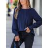 imageCUPSHE Fall Tops for Women Long Sleeve Shirts 2025 Dressy Pleated Tunics Puff Sleeve Blouses with Smocked CuffsNavy