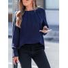 imageCUPSHE Fall Tops for Women Long Sleeve Shirts 2025 Dressy Pleated Tunics Puff Sleeve Blouses with Smocked CuffsNavy