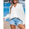 imageCUPSHE Long Sleeve Tops for Women Lace V Neck Blouse Casual Loose Fashion Shirts Fashion Casual Dressy OutfitsWhite