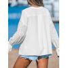 imageCUPSHE Long Sleeve Tops for Women Lace V Neck Blouse Casual Loose Fashion Shirts Fashion Casual Dressy OutfitsWhite