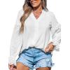 imageCUPSHE Long Sleeve Tops for Women Lace V Neck Blouse Casual Loose Fashion Shirts Fashion Casual Dressy OutfitsWhite