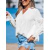 imageCUPSHE Long Sleeve Tops for Women Lace V Neck Blouse Casual Loose Fashion Shirts Fashion Casual Dressy OutfitsWhite