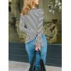 imageCUPSHE Womens Bell Long Sleeve Shirts Striped Casual Going Out Tops Boat Neck Fitted Y2K ClothesBlack White