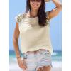 imageCUPSHE Womens Lace Short Sleeve Tops Cap Sleeve T Shirts 2025 Cute Basic Trendy Fashion Casual Dressy OutfitsBeige