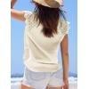 imageCUPSHE Womens Lace Short Sleeve Tops Cap Sleeve T Shirts 2025 Cute Basic Trendy Fashion Casual Dressy OutfitsBeige