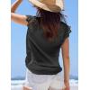 imageCUPSHE Womens Lace Short Sleeve Tops Cap Sleeve T Shirts 2025 Cute Basic Trendy Fashion Casual Dressy OutfitsBlack