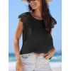 imageCUPSHE Womens Lace Short Sleeve Tops Cap Sleeve T Shirts 2025 Cute Basic Trendy Fashion Casual Dressy OutfitsBlack