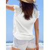 imageCUPSHE Womens Lace Short Sleeve Tops Cap Sleeve T Shirts 2025 Cute Basic Trendy Fashion Casual Dressy OutfitsWhite