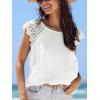 imageCUPSHE Womens Lace Short Sleeve Tops Cap Sleeve T Shirts 2025 Cute Basic Trendy Fashion Casual Dressy OutfitsWhite