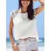 imageCUPSHE Womens Lace Short Sleeve Tops Cap Sleeve T Shirts 2025 Cute Basic Trendy Fashion Casual Dressy OutfitsWhite