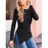 imageCUPSHE Womens Ribbed Long Sleeve Shirts Asymmetrical Trendy Blouse Tops Fall Fashion OutfitsBlack