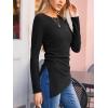 imageCUPSHE Womens Ribbed Long Sleeve Shirts Asymmetrical Trendy Blouse Tops Fall Fashion OutfitsBlack