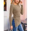 imageCUPSHE Womens Ribbed Long Sleeve Shirts Asymmetrical Trendy Blouse Tops Fall Fashion OutfitsCoffee