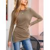 imageCUPSHE Womens Ribbed Long Sleeve Shirts Asymmetrical Trendy Blouse Tops Fall Fashion OutfitsCoffee