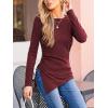 imageCUPSHE Womens Ribbed Long Sleeve Shirts Asymmetrical Trendy Blouse Tops Fall Fashion OutfitsReddishbrown
